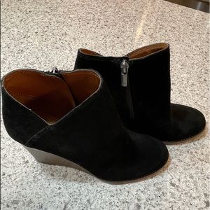 Lucky Brand black suede bootie. Size 8
